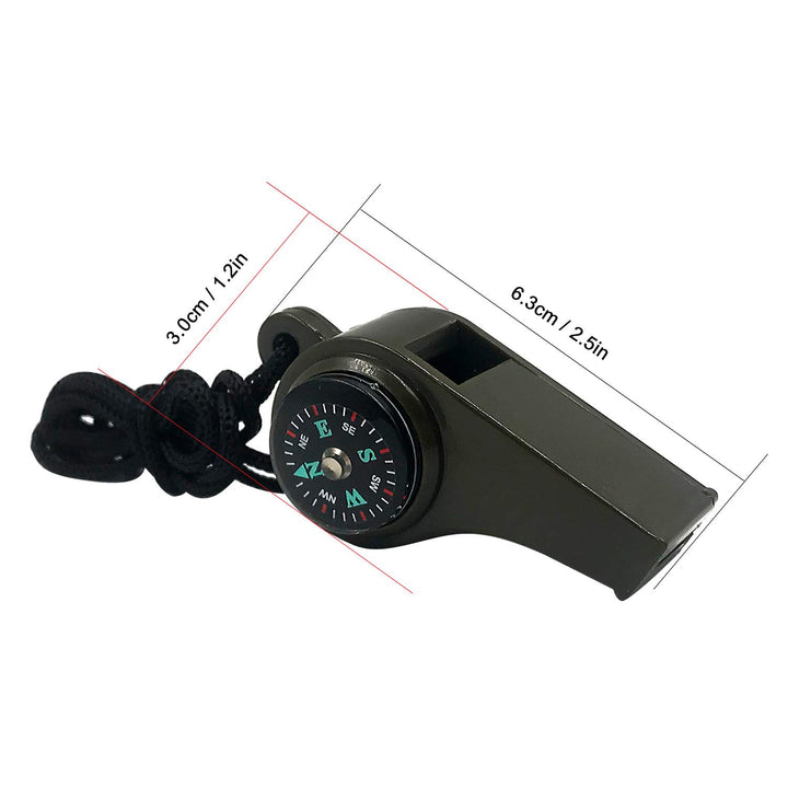 3-in-1 Super-Loud Emergency Whistles w/ Compass