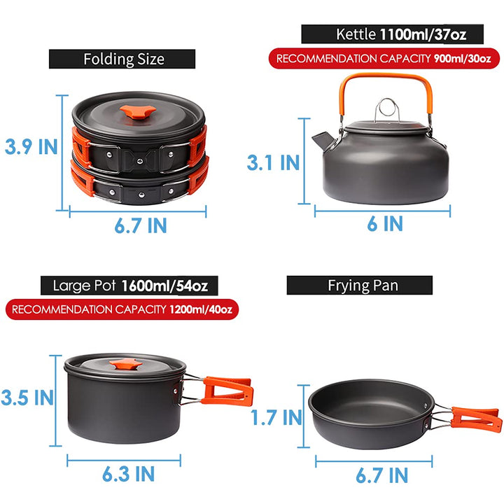 Camping Cookware & Utensils Gear | 10 Pcs
