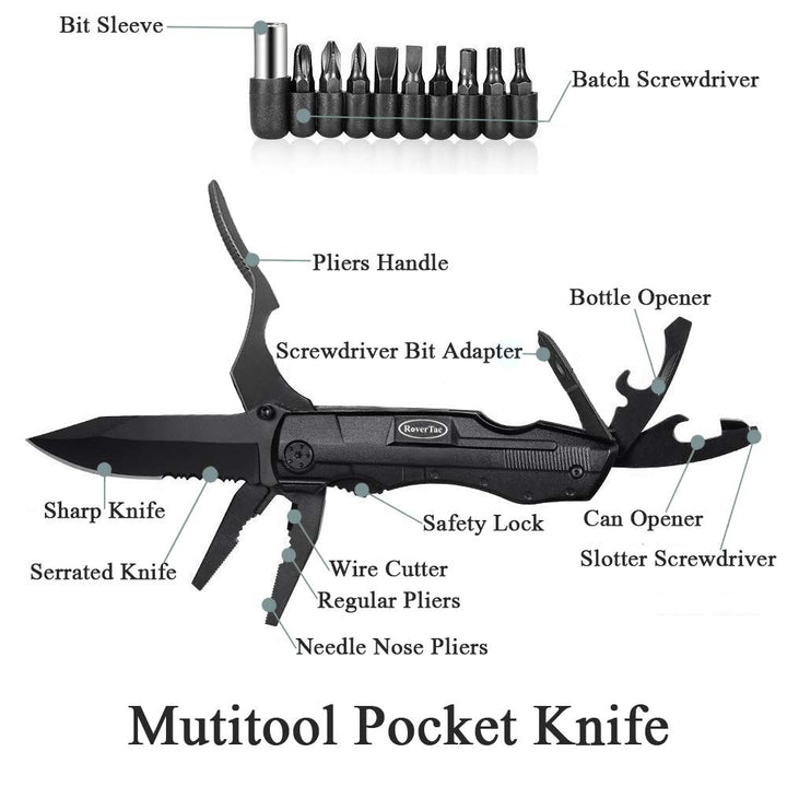Multitool Folding Stainless-Steel Pocket Knife | Black