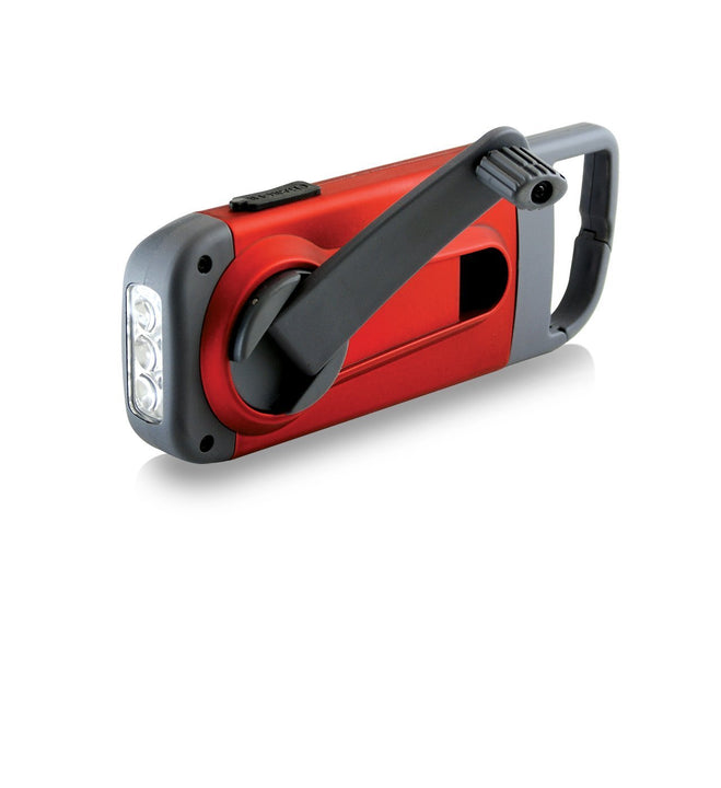 Red Cross Crank-Powered Clip-On Flashlight & Smartphone Charger