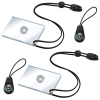 2" x 3" Signaling Camping Mirror w/ Compass | 2-Pack