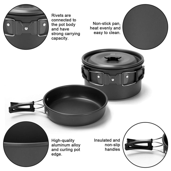 Camping Cookware Set w/ Folding Stove | 16 Pcs