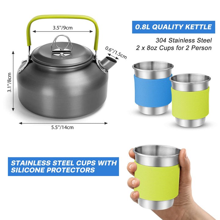 Camping Cookware Set w/ Folding Stove | 16 Pcs