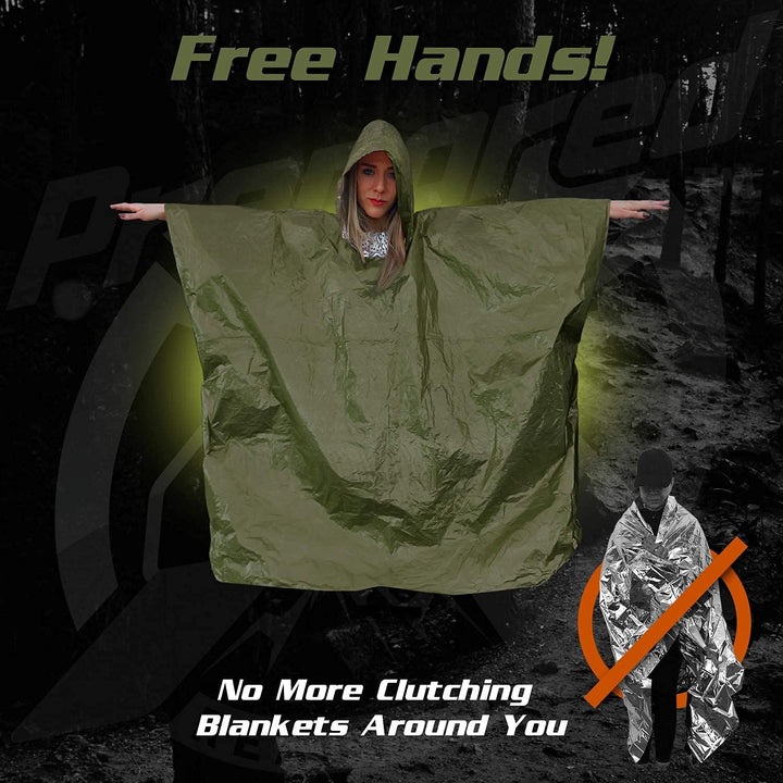 Emergency Hybrid Camping Blanket/Poncho | 4-pack