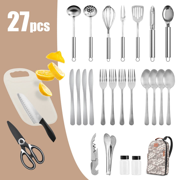 Camo Camp Kitchen Cooking Utensil Set | 27 Pcs