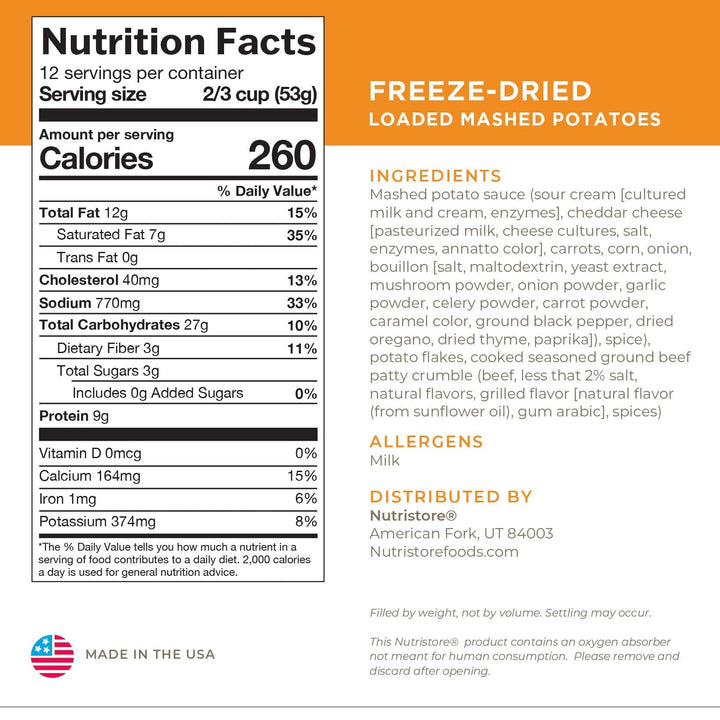 Freeze-Dried Loaded Mashed Potatoes Survival Ration | 1-Pack