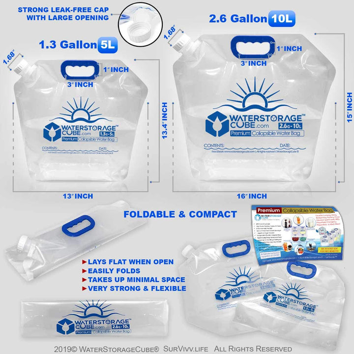 Premium Collapsible Water Container Bag | 4-pack