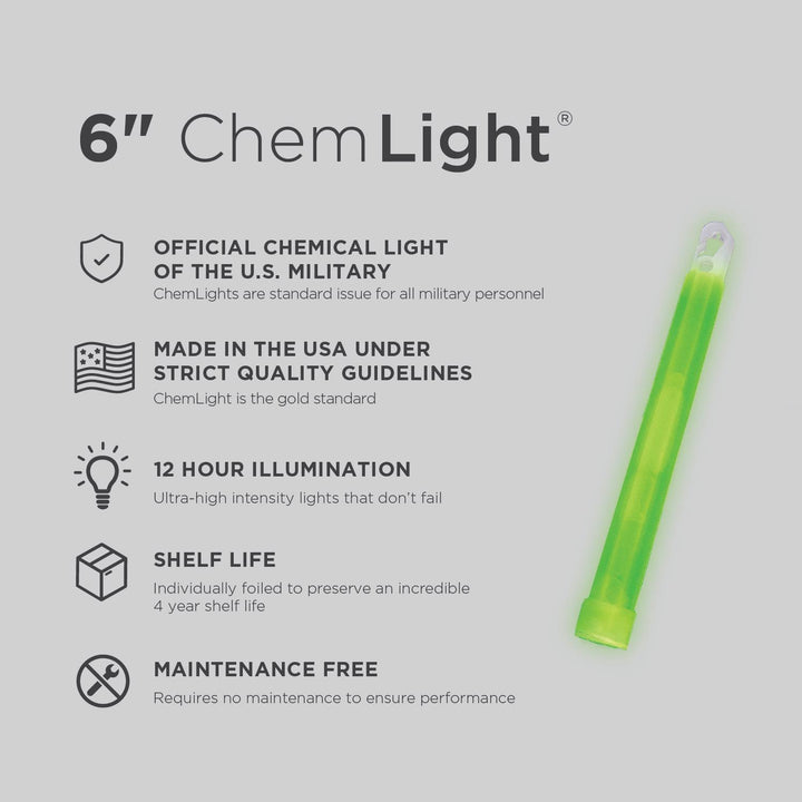 Premium 6" Military-Grade Green Glow Sticks | 10-Pack
