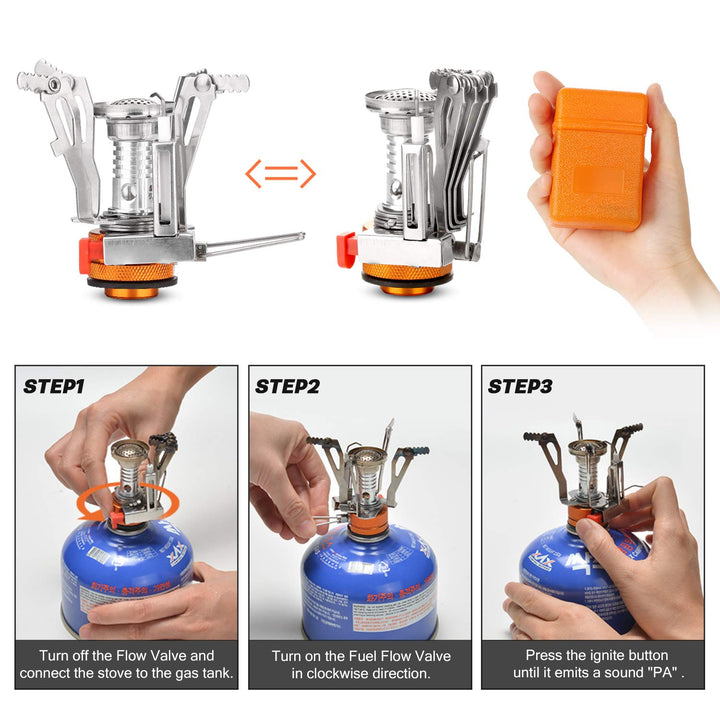 Camping Cookware Set w/ Folding Stove | 16 Pcs