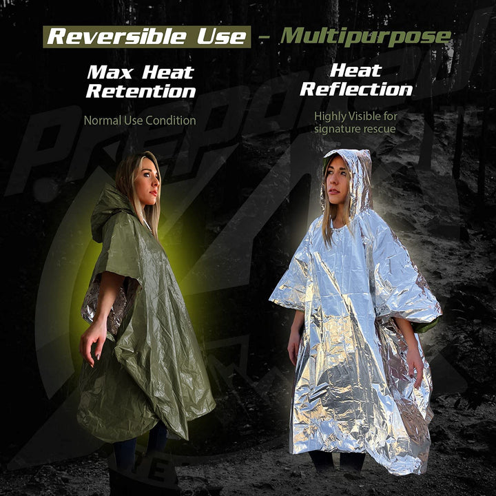 Emergency Hybrid Camping Blanket/Poncho | 4-pack
