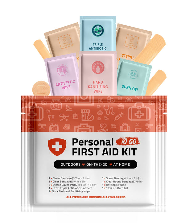 Orange Personal First Aid Travel Kits Set |10 Pack