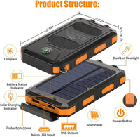 Solar Power Bank 20000mAh Portable Charger