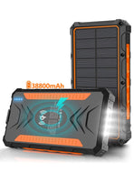 38800mAh Solar Power Bank w/ Flashlight | Orange