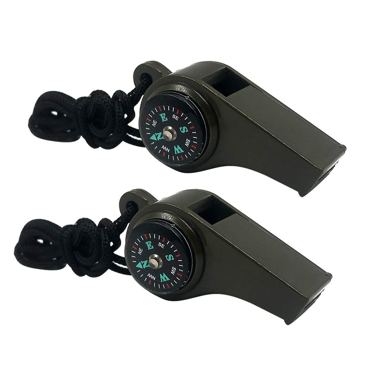3-in-1 Super-Loud Emergency Whistles w/ Compass