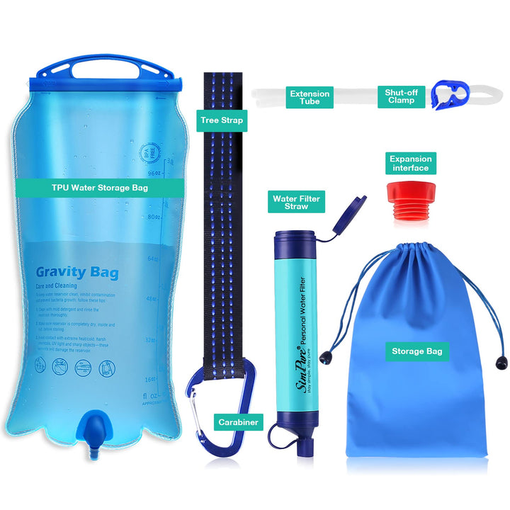 Portable Gravity-Fed Water Purifier w/ 3L Bag