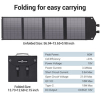 60W Portable/Foldable Solar Panel Charger