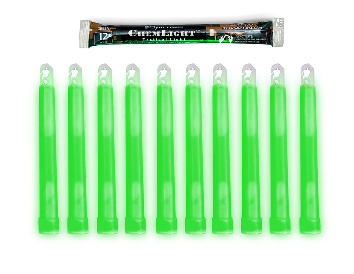 Premium 6" Military-Grade Green Glow Sticks | 10-Pack